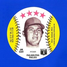 1976 ISALY'S / SWEET WILLIAM BASEBALL DISC - JIM KAAT NM+ HOF PHILLIES