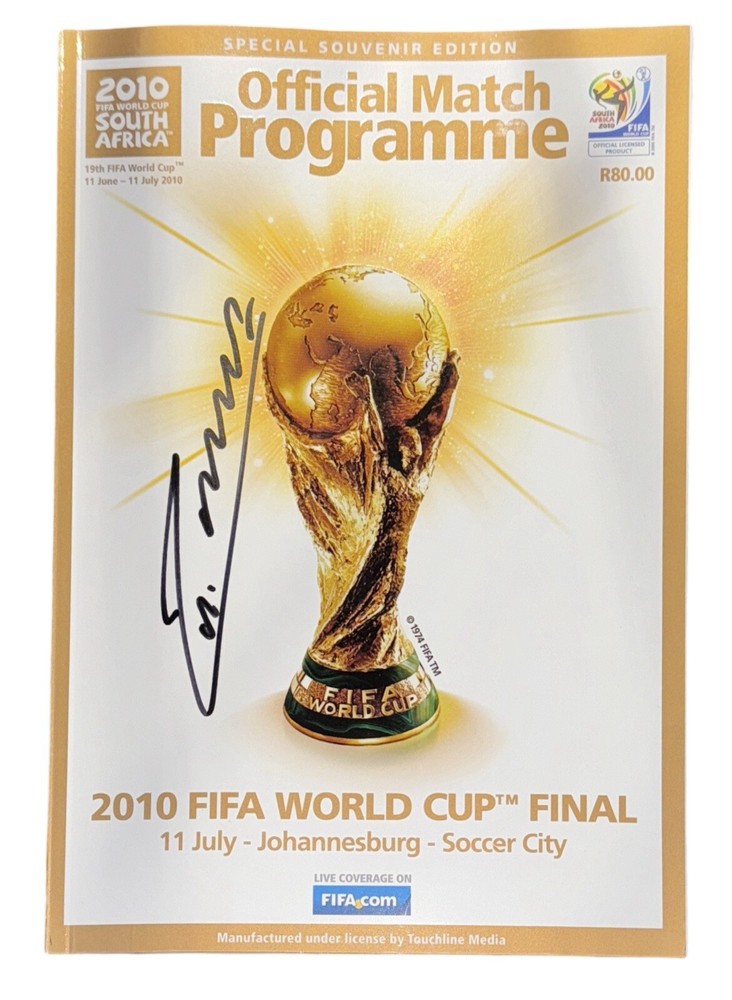 Andrés Iniesta Signed 2010 World Cup Final Match Programme Including Photo Proof  