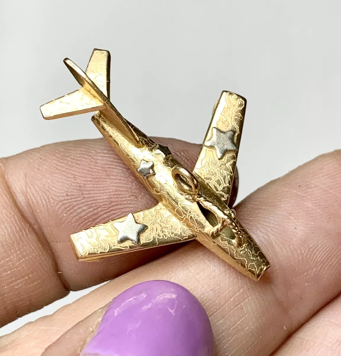 Gold Airplane Charm Pendant Necklace