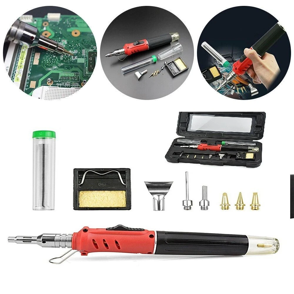 Metal Plastic Butane Gas Soldering Iron Set Burner Kit Welding