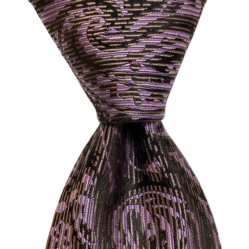 Bachrach Necktie Tie 100% Silk Black White Gray Striped Made in