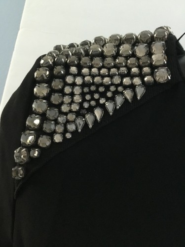 Zara Dress Womens Small Black Rhinestones Studded Long Sleeve Casual - Picture 6 of 9
