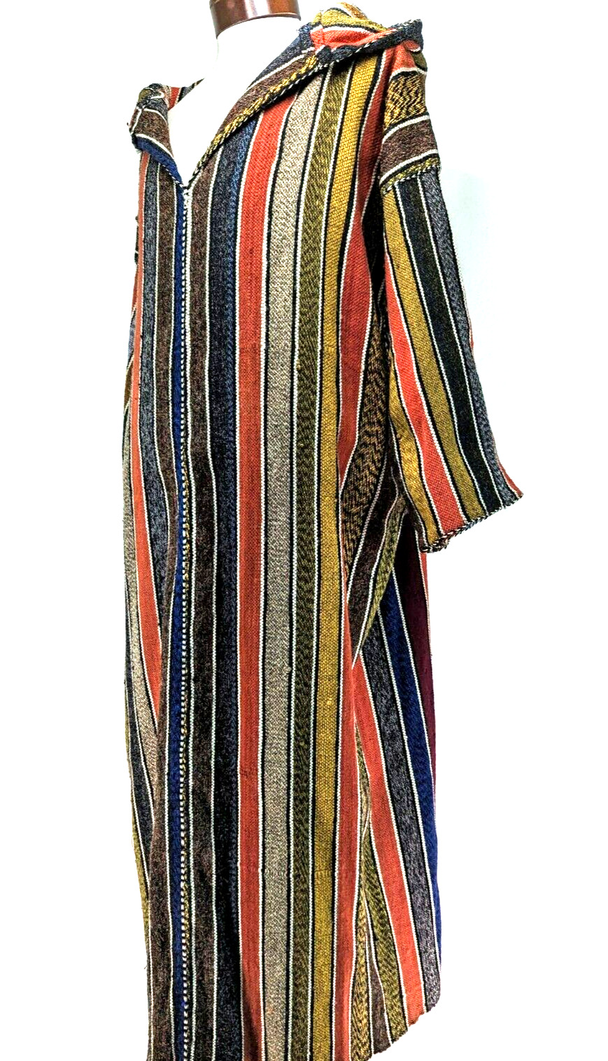 Vintage Rare Djellaba Cover Up Robe Hooded Stripe… - image 2