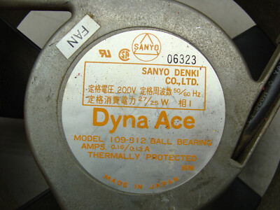 Dananです。 SANYO DENKI DYNA ACE COOLING FAN 109-312 0.16/0.13A 200V | eBay