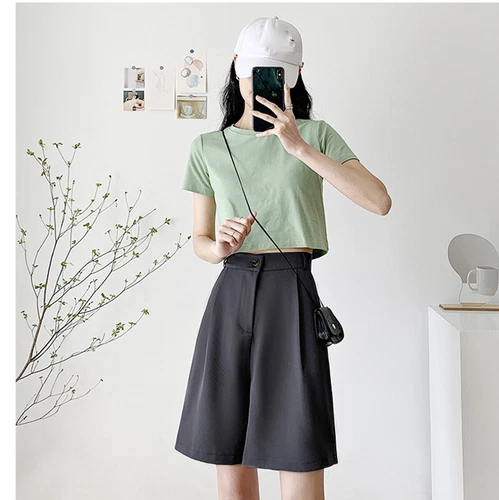 Dama Traje Informal Pantalones Cortos Rectos Pierna Ancha Culotte Suelto Cintura Alta Oficina Verano - Imagen 6 de 29