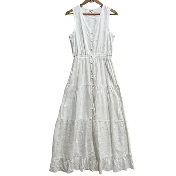 Splendid Collection White Maxi Dress XS Cotton Ti… - image 6