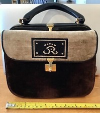 Rare Vintage Roberta Di Camerino Bagonghi Satchel Carpetbag Brown Velvet Handbag