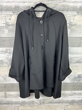 Christian Siriano Hooded Jacket Plus Size 3x Hooded Button Up Black