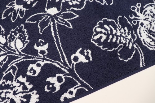 JOULES INDIENNE FLORAL 100% COTTON REVERSIBLE BATH MAT - NAVY 50X90 CM - Picture 7 of 13