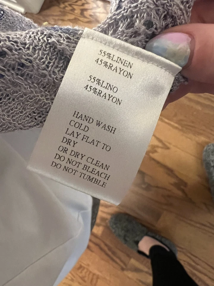 CÁRDIGAN DE MALLA AZUL Y GRIS ALBERTO MAKALI NUEVO CON ETIQUETAS $185 TALLA: M Foto 4 de 4