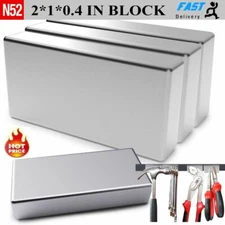 Max Magnets Super Strong N52 Neodymium Large Block Magnet 2"x1"x0.39" Rare Earth