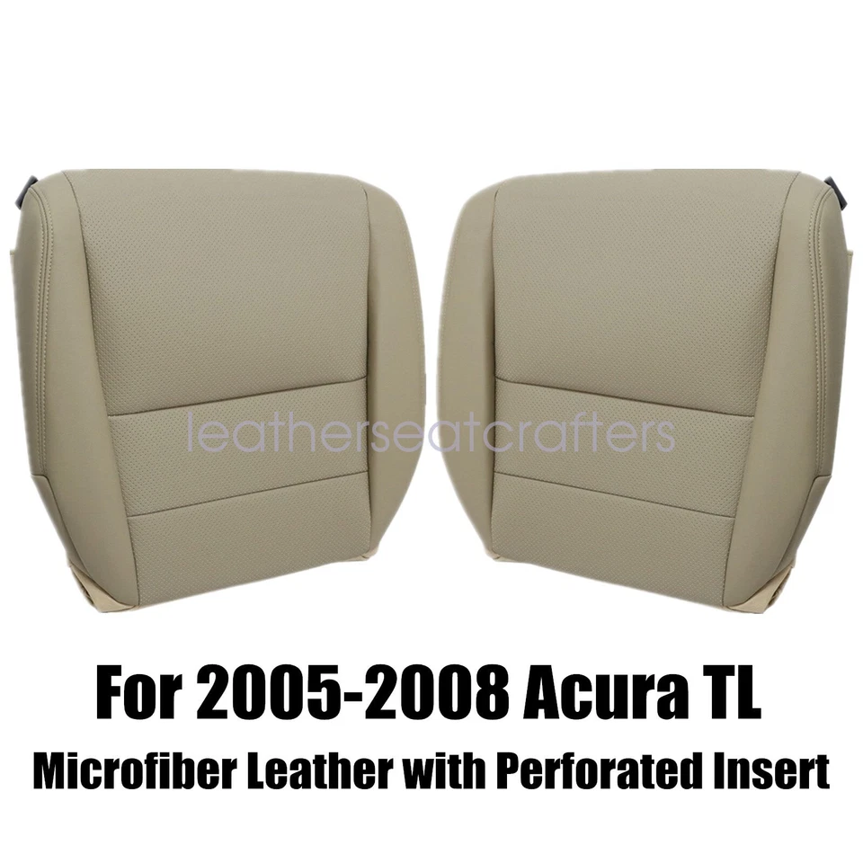 Cubierta de asiento delantera inferior de cuero perforado bronceado para Acura TL 2005 2006 2007 2008 Foto 3 de 4