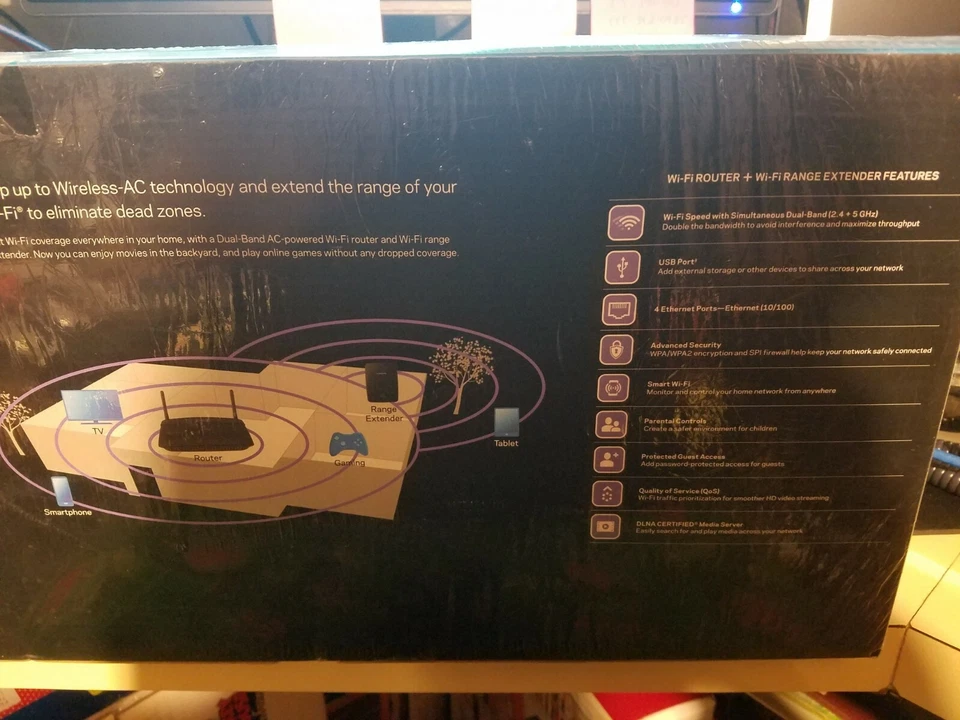 Linksys AC1200 Dual Band Smart WiFi Router & N300 WiFi Range Extender Brand New - Image 3 of 4