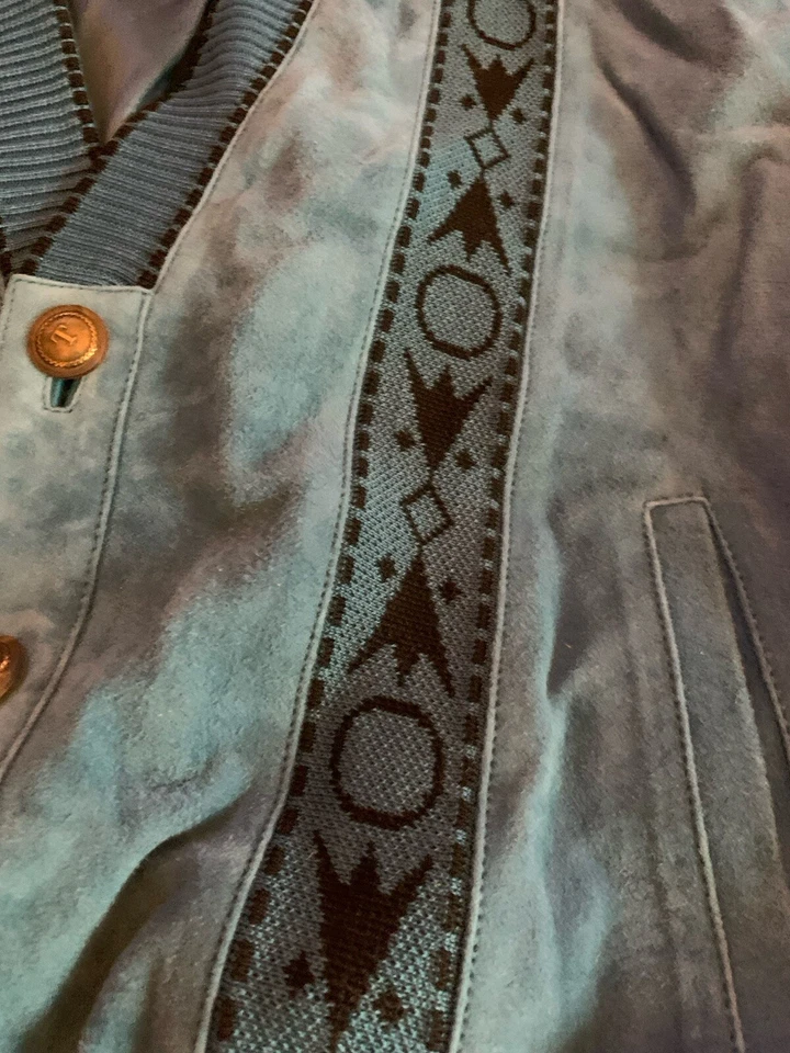 Torras Spain Mens Green Suede Cashmere Sweater Jacket 52 V-Neck Knit Hip Hop - Image 3 of 4