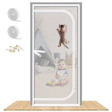 Reinforced Cat Screen Door 40X84” Heavy Duty Pets Proof Screen Door with Two ...