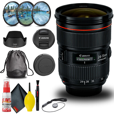 Canon EF 24-70mm f/2.8L II USM Lens (5175B002) + Filter Kit + Cap Keeper + More