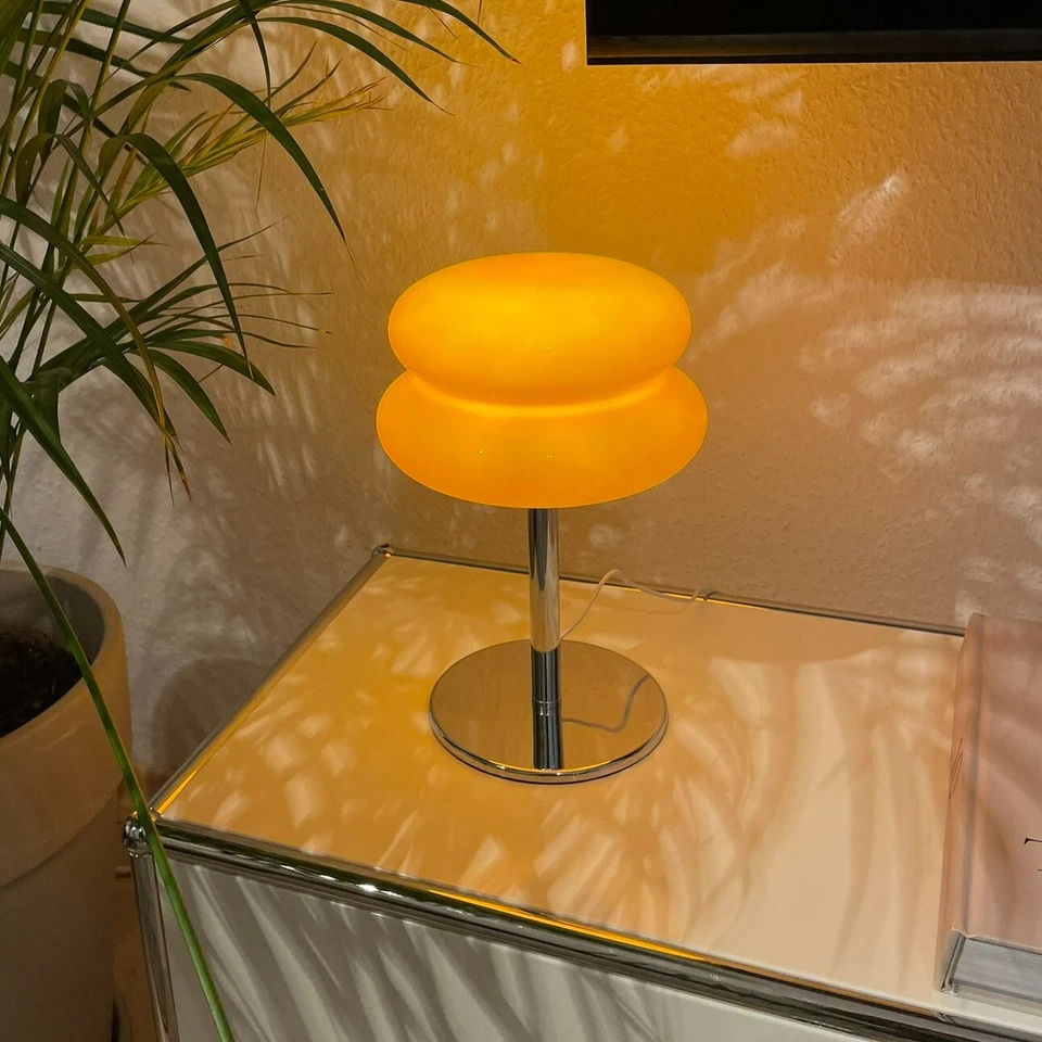 Space Age Tischlampe | 70er Retro Pilzlampe Vintage Stil | Glas & Chrom - Bild 2 von 4