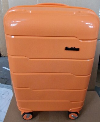 Orange Hard Shell PP Lightweight Suitcase Small 56cm Cabin Luggage
