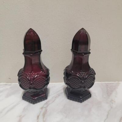 Nice Pair Wheaton Glass Avon Ruby Red Cape Cod Salt Pepper Shakers