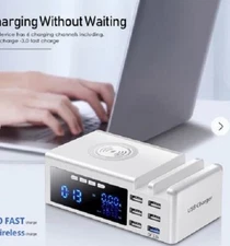 6 Ports QC3.0 USB Charger with LCD Display Charging station Wireless Charger Fas