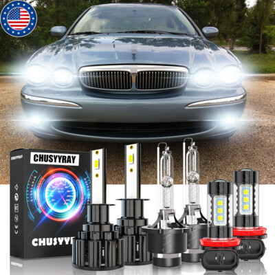 For 2004-2006 2007 2008 Jaguar X-Type LED HID Headlights Hi/Low +