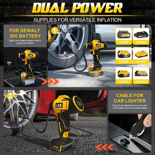 Compresor de aire portátil para inflar neumáticos DeWalt de 20 V (máx.) y 160 PS - Picture 3 of 7