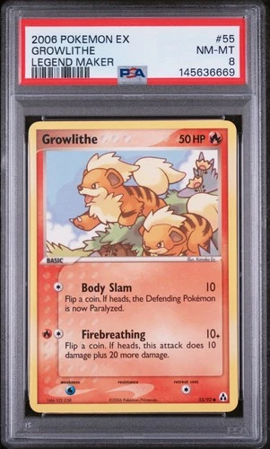 2006 POKEMON EX LEGEND MAKER #55 GROWLITHE PSA 8