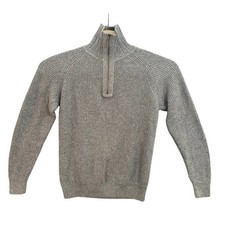 Geoffrey Beene Mens Gray 100 Cotton Ribbed Quarter Zip Mock Neck Sweater Large