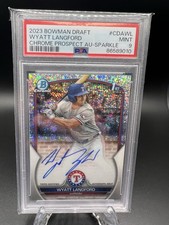 2023 Bowman Draft Chrome Prospect Auto Wyatt Langford /71 Sparkle PSA 9