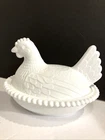 VINTAGE Indiana Milk Glass Hen on Nest Glass Lidded Dish by Indiana Glass