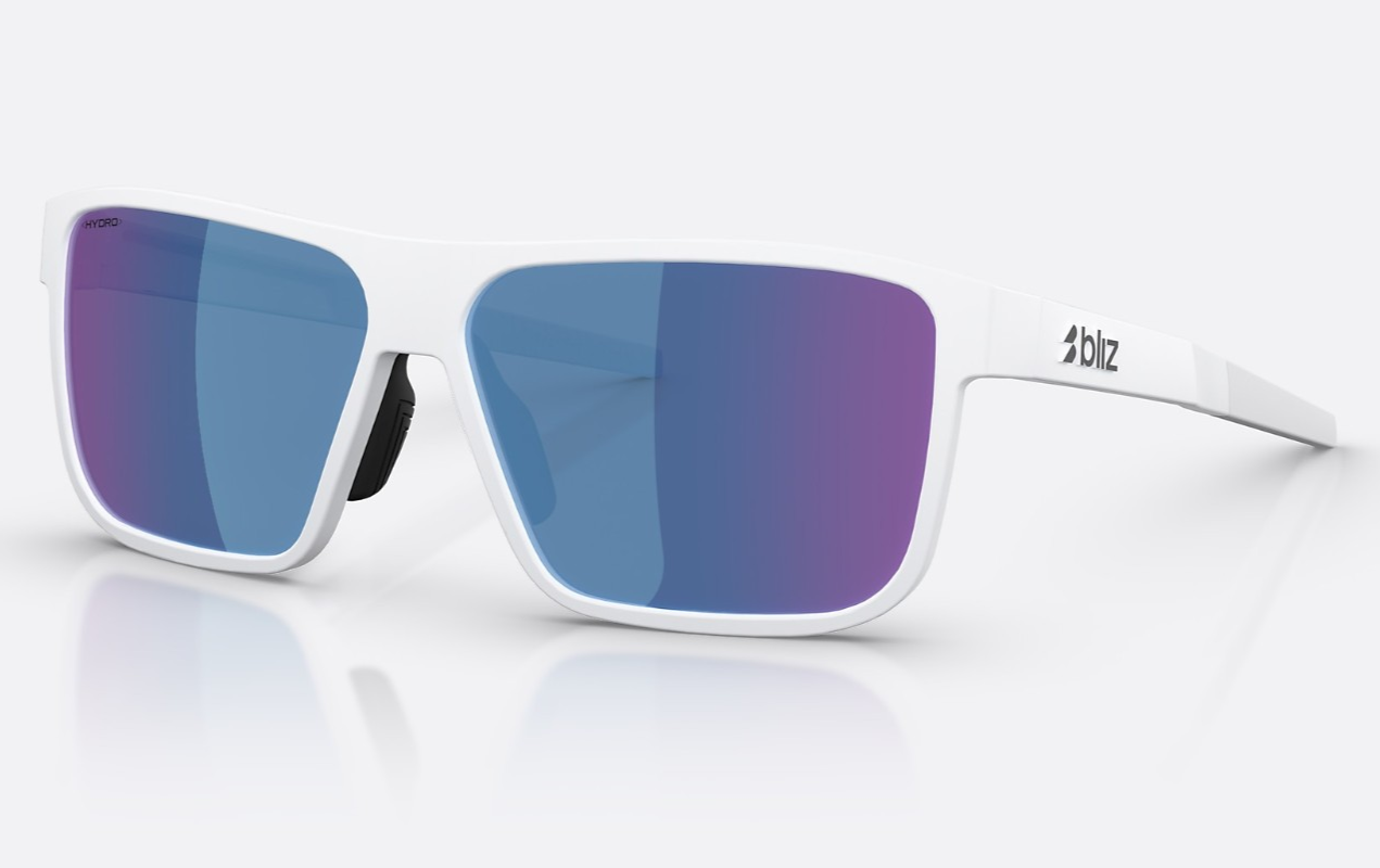 BLIZ A008 Mens/Womens HYDRO Sunglasses MATTE WHITE / SMOKE/BLUE MULTICOLOUR