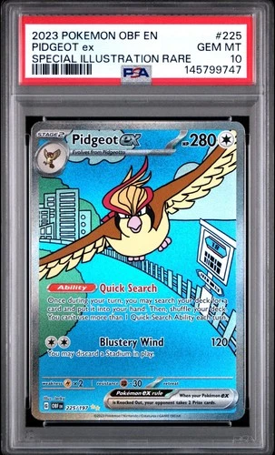 PSA 10 Pidgeot ex #225/197 SV03: Obsidian Flames Special Illustration Rare 2023