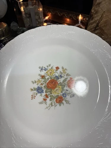 Macbeth Evans Depression Glass Cremax Classic Ivory Floral 12" Chop/Cake Plate