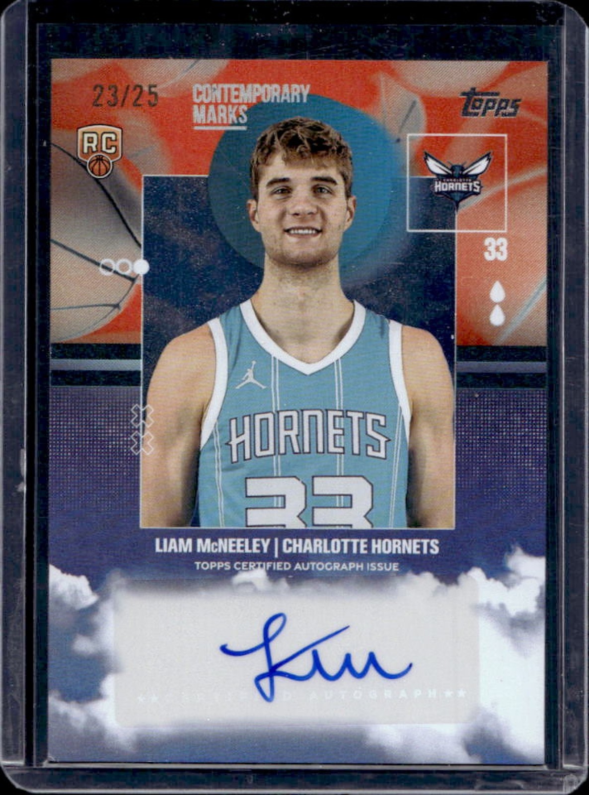 2025-26 Topps Liam McNeeley Contemporary Marks RC Orange Rainbow Auto #23/25