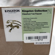 Kingston Brass KS265PB Clawfoot Tub Faucet, Wall Mount, Polished Brass