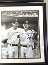 Mickey Mantle & Joe DiMaggio Dual Signed Photo Framed Yankees