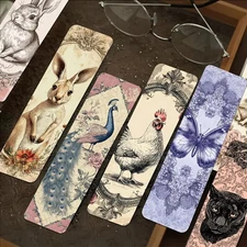 Antique Framed Animal Bookmark Set - 5 Pack Random Pick - 1.5" x 6"