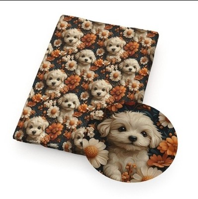 Maltese Shi-Tzu Dog Puppy pet Polyester Cotton blend fabric 20x55'' 1278255