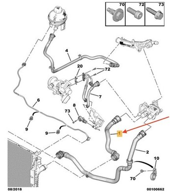 PEUGEOT 3008 Radiator Water Inlet Hose 9670813580 NEW GENUINE