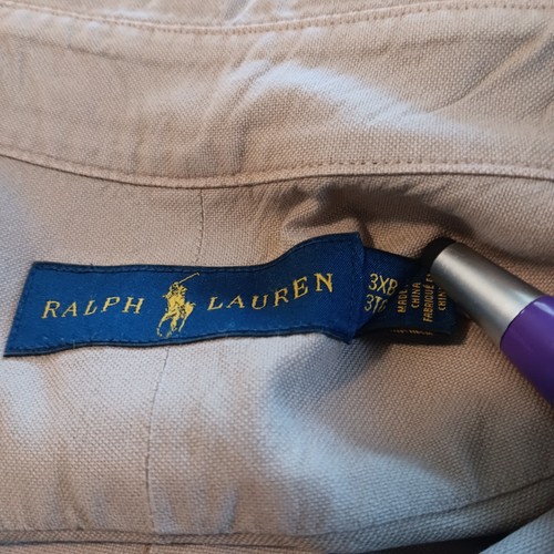 Polo Ralph Lauren 3XB 3XL Big Men Button Down Dress Shirt Khaki Blue Pony - Bild 7 von 13