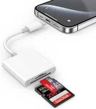 USB C SD Card Reader, Smilebridge Reader Adapter with 2-IN-1, White 