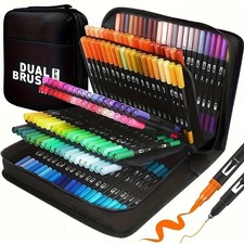 24 Colors Art Paint Markers, Dual Tip Acrylic Paint Pens with Brush Tip  Fi