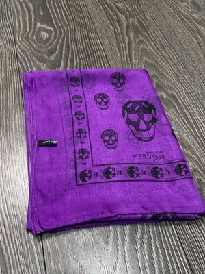 ALEXANDER McQUEEN シルク　ストール　トランプ　スカル　パープル ALEXANDER McQUEEN シルク ストール トランプ スカル パープル