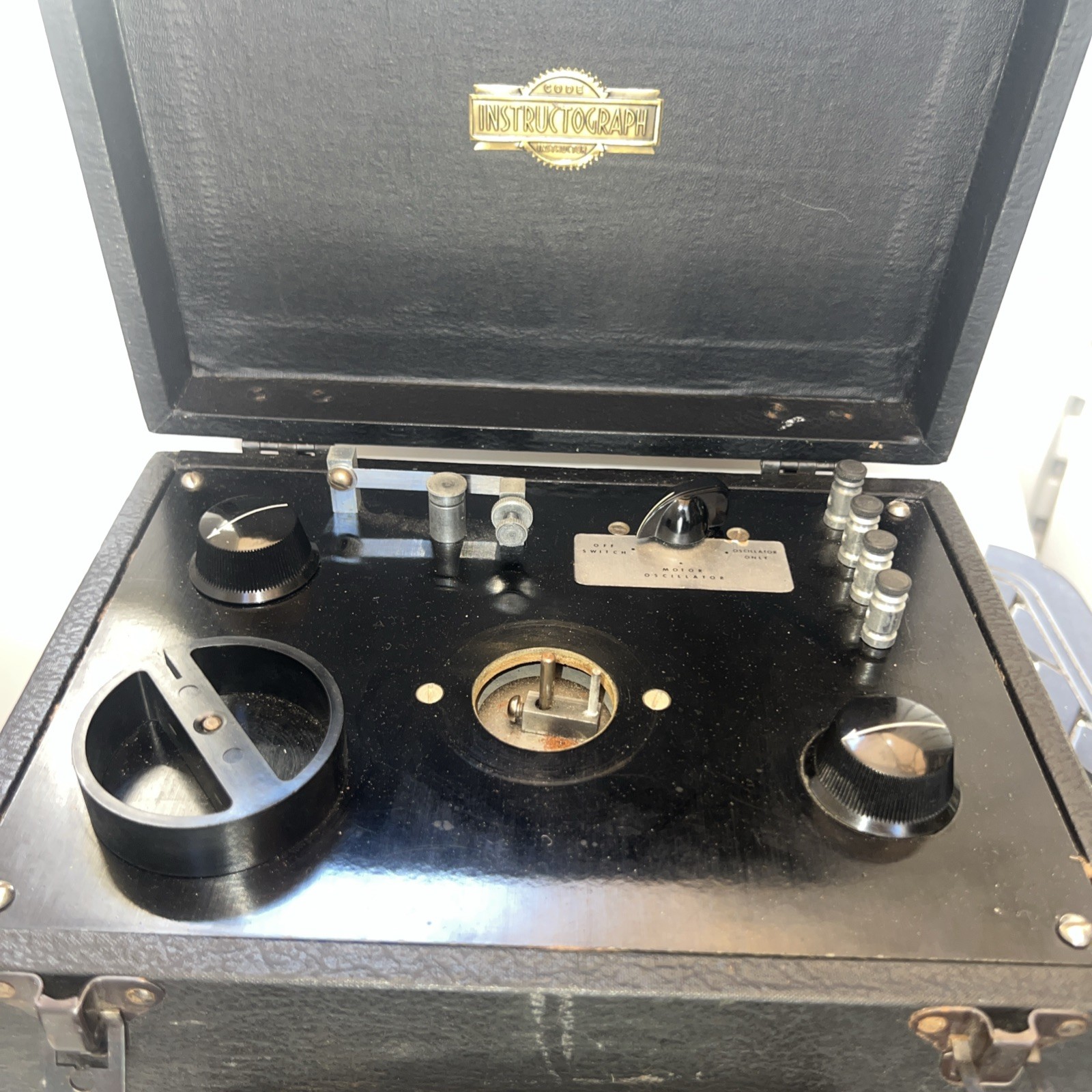 Vintage Code Instructograph Morse Code Trainer Machine WWII Era Spy w/Case Clean