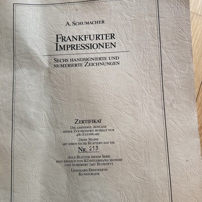 Signierte GrafikmappeImpressionen A. Schumacher   Nr. 213 (1983)Frankfurter Impr