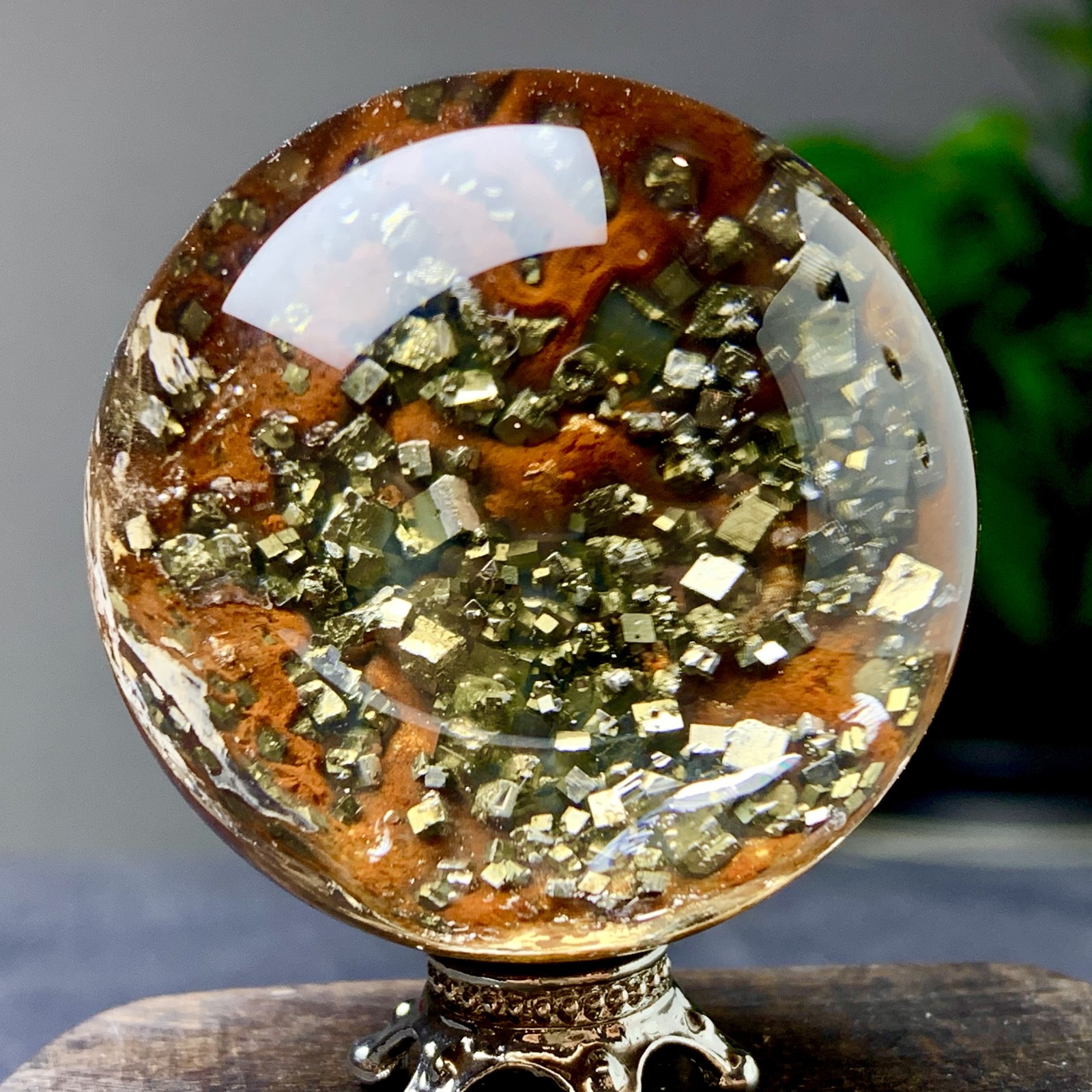 72G Natural high-quality Shiny pyrite with quartz Crystal Sphere Ball Healing