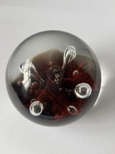 1970s Scottish Caithness Glass "Moonflower" paperweight, red and black design