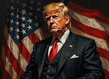 Donald  Trump American Flag AI Generated Photo MAGA President, USA 8X10 Print