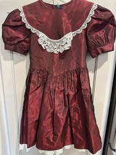 Vintage Gunne Sax Crimson Red Party Dress Jessica McClintock Girls 6 Lace Lined