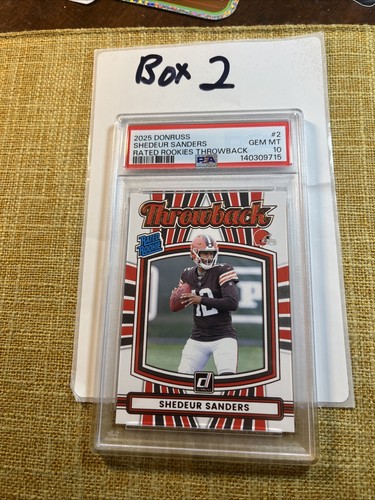 2025 DONRUSS SHEDEUR SANDERS RATED ROOKIES THROWBACK PSA 10